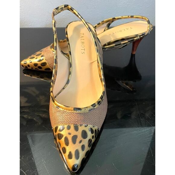 Talbots New slingbacks brown with leopard pattern 8.5 M Pointed Front Slip On - Picture 8 of 10